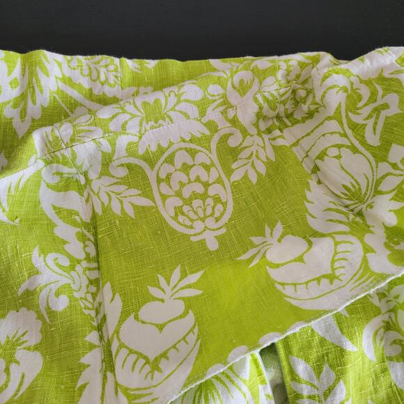 Suzette Linen Strapless Dress Green Floral Tie Back Pineapple Preppy Women 4 - Picture 8 of 12